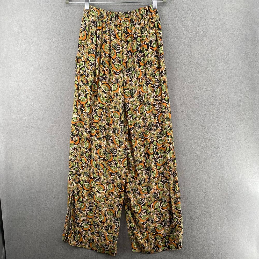 ASTR the Label Femi Wide Leg Boho Pants Womens S Black Multi Elastic Waist - Picture 2 of 14